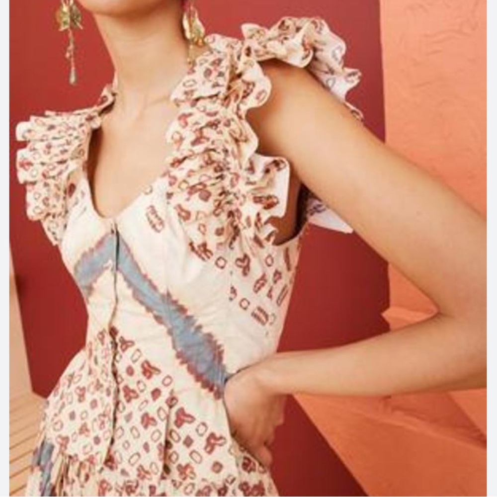 Ulla Johnson Milla Ruffled Button Up Corset Top Boho Western Coachella Size 4 - Picture 15 of 15